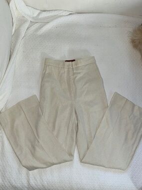 Alexa Chung white cotton full leg Womens dress pants US 2